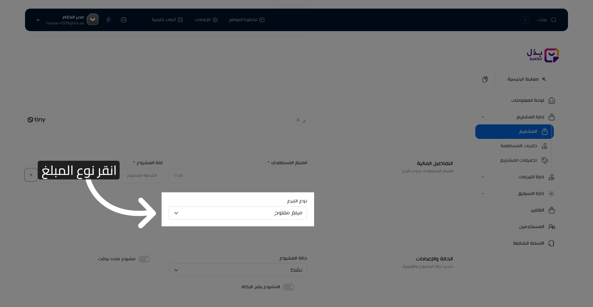 تحديد نوع المبلغ