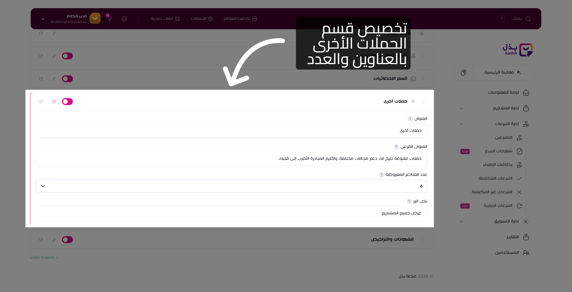 اختيار حملة محددة
