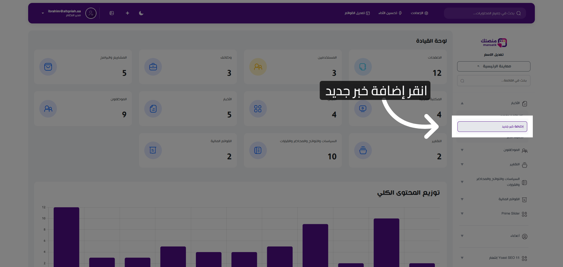 بدء إضافة خبر جديد